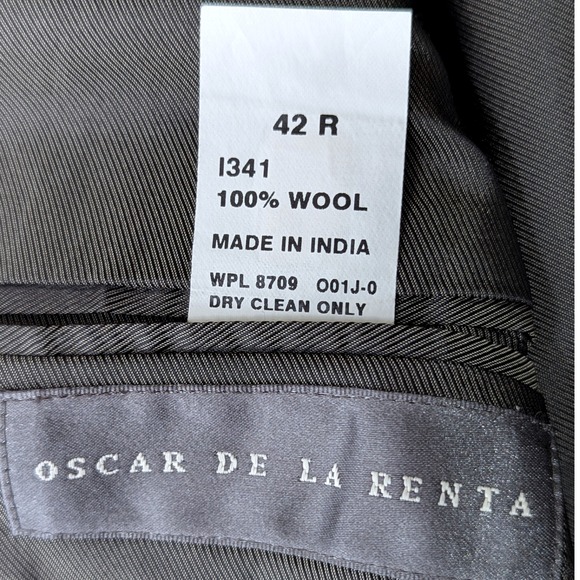 Oscar De La Renta Tweed Men's Blazer 42R 100% Wool India Gray Beige Sport Coat - Picture 5 of 10